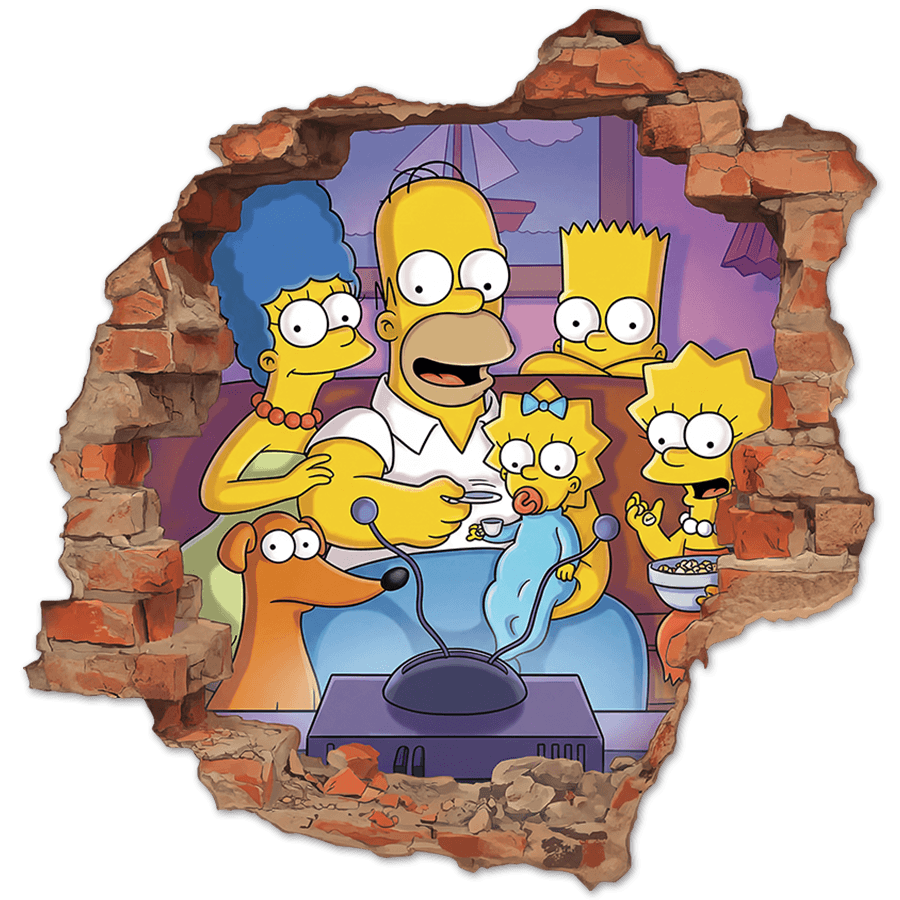 Stickers for Kids: Wall Hole Simpsons Family Sofa