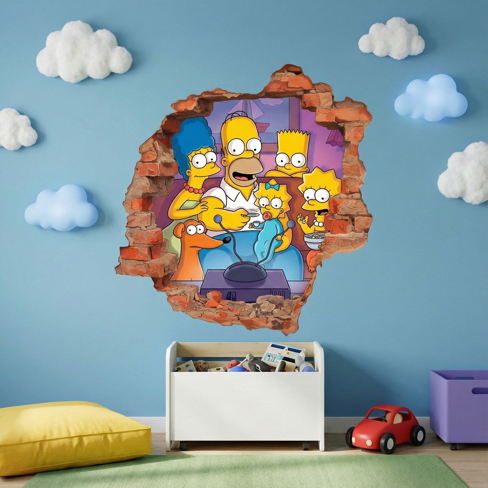 Stickers for Kids: Wall Hole Simpsons Family Sofa