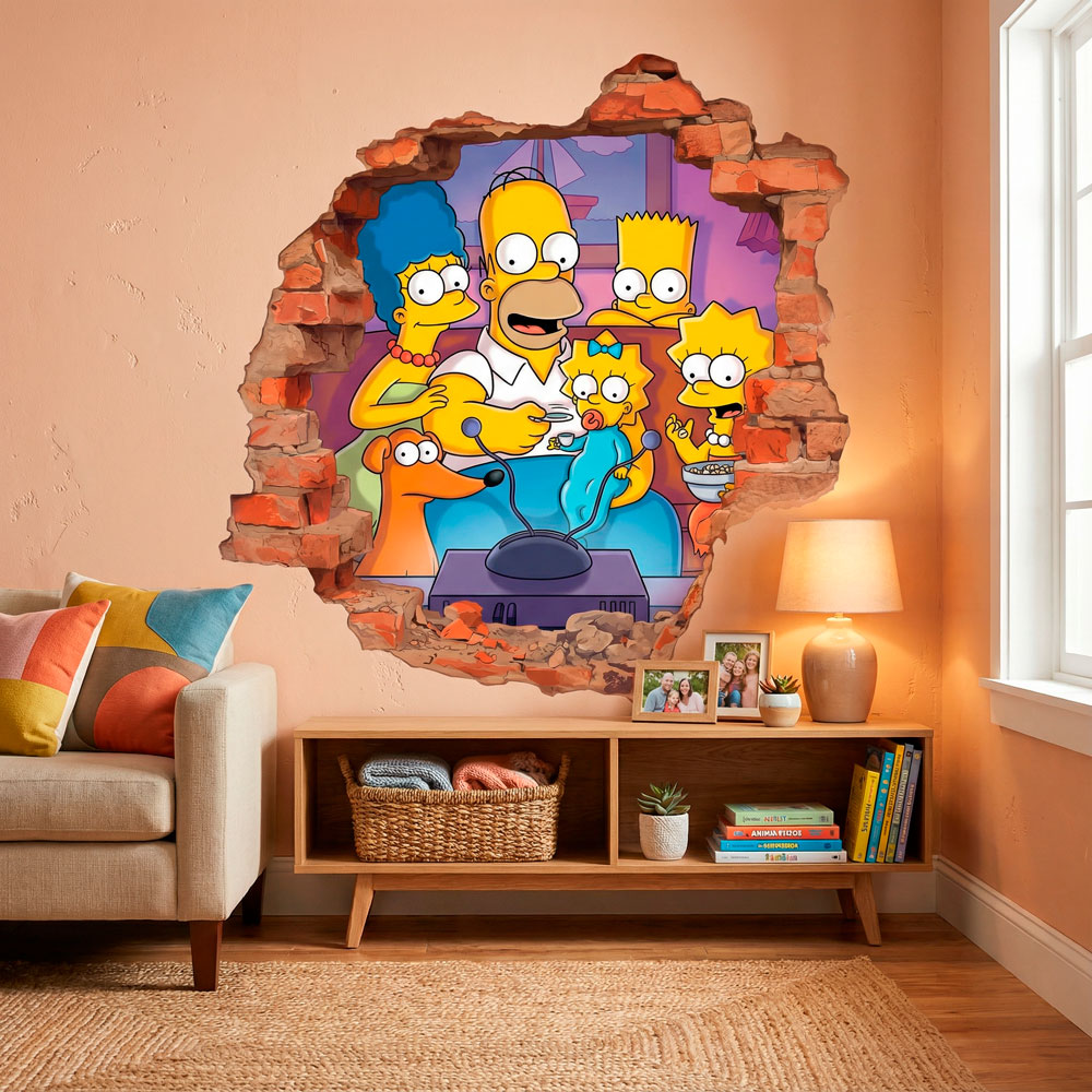 Stickers for Kids: Wall Hole Simpsons Family Sofa