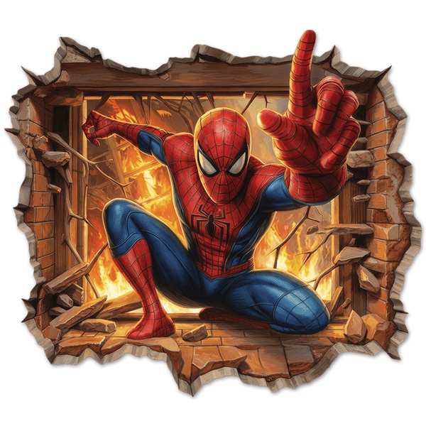 Stickers for Kids: SpiderMan Fire Wall Hole