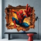 Stickers for Kids: SpiderMan Fire Wall Hole 5