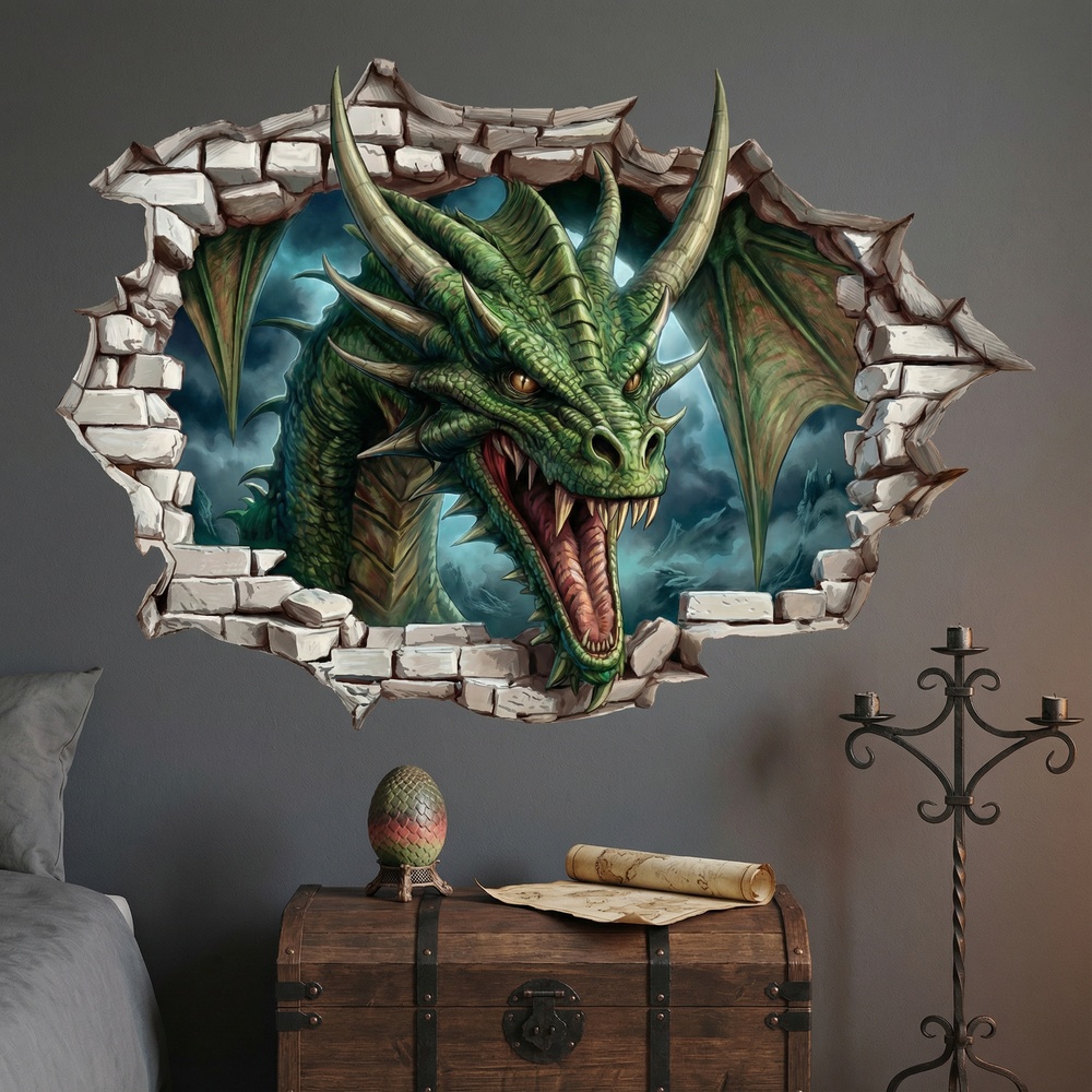 Stickers for Kids: Velociraptor Action Wall Hole