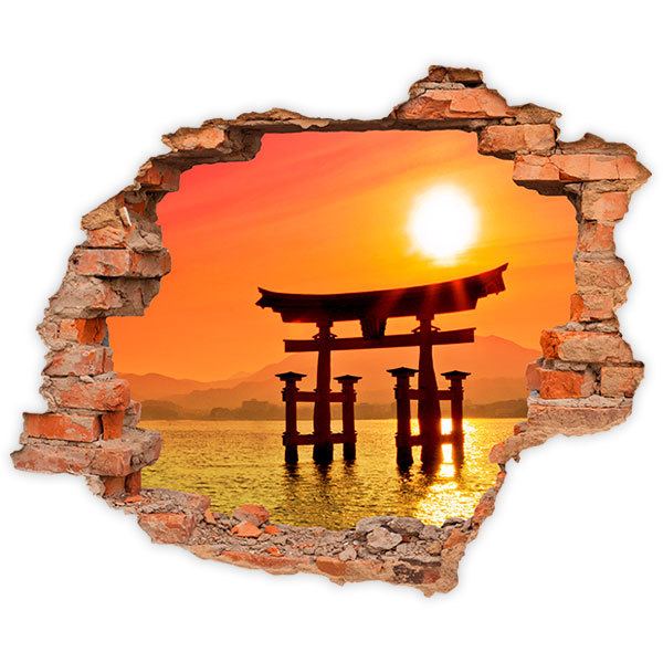 Wall Stickers: Hole Torii gate on the lake