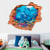 Wall Stickers: Hole dolphins in the depths 3