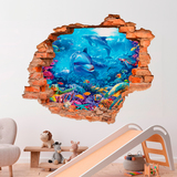 Wall Stickers: Hole dolphins in the depths 5