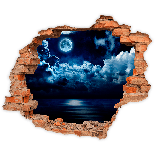 Wall Stickers: Hole Full moon over the sea