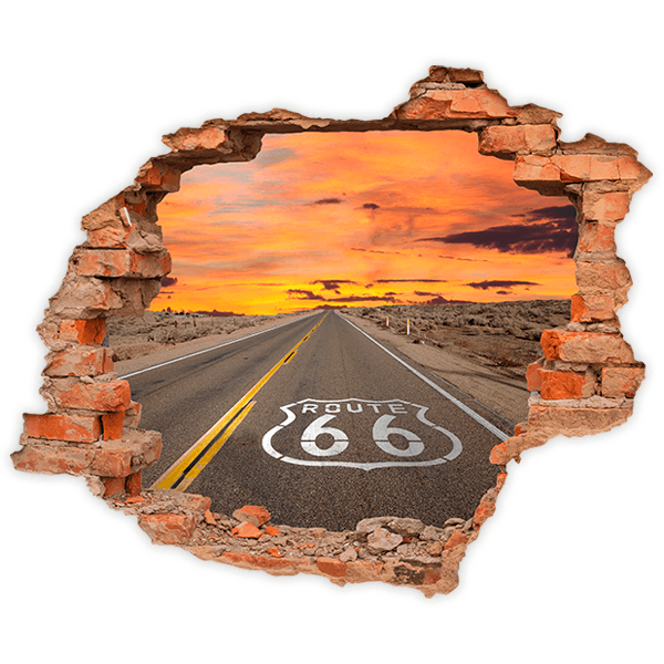 Wall Stickers: Hole Route 66 at sunset