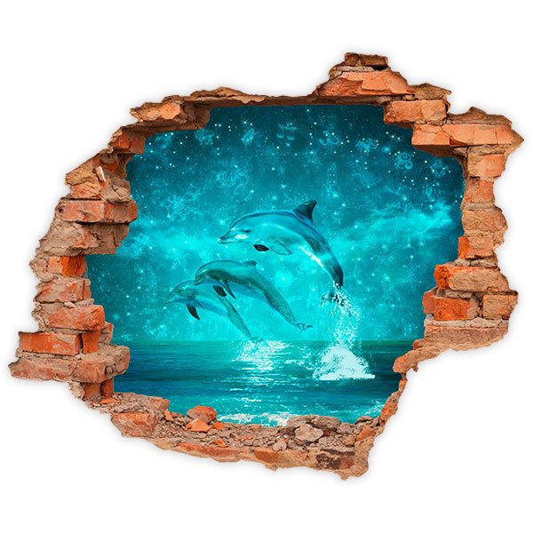Wall Stickers: Hole magic dolphins