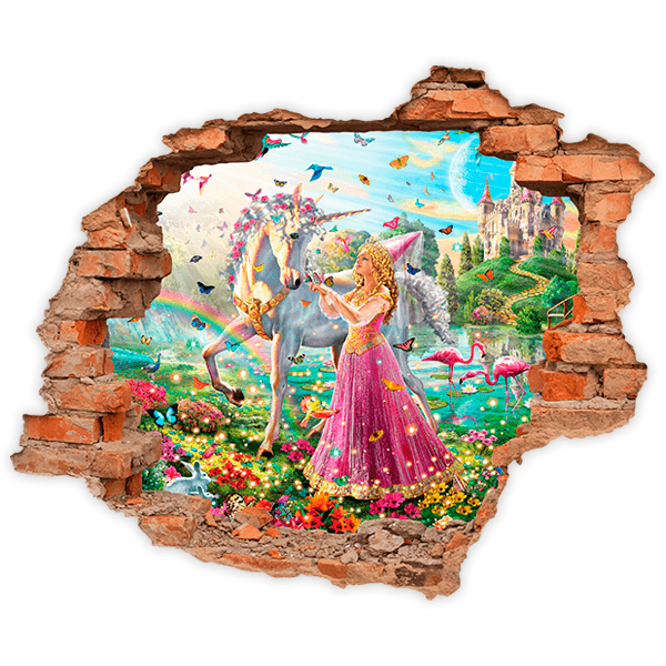 Wall Stickers: Hole Princess and unicorn 0