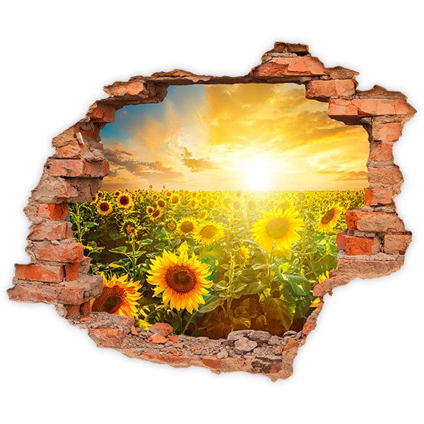 Wall Stickers: Hole Field of sunflowers