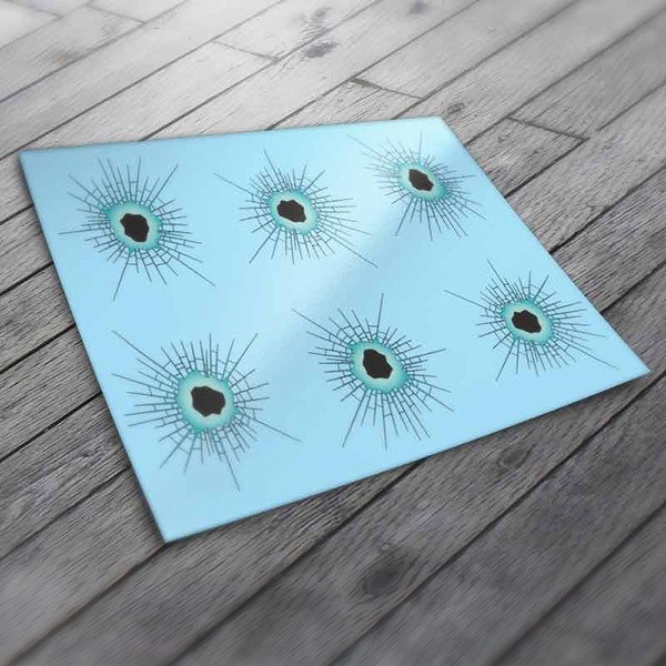 Glass bullet holes