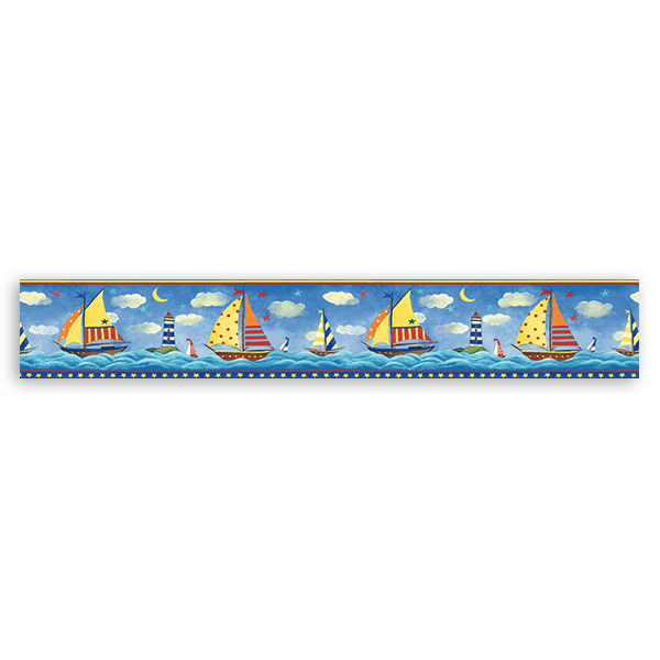 Wall Stickers: Wall border Colorful Boats 0