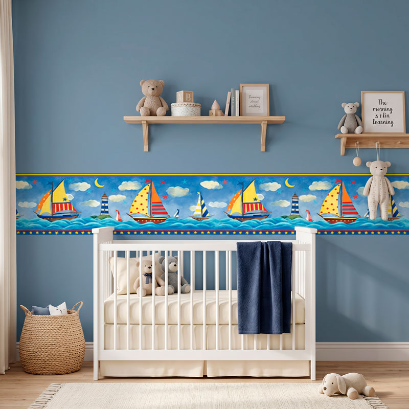 Wall border Colorful Boats 12/14