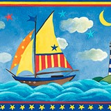 Wall Stickers: Wall border Colorful Boats 4