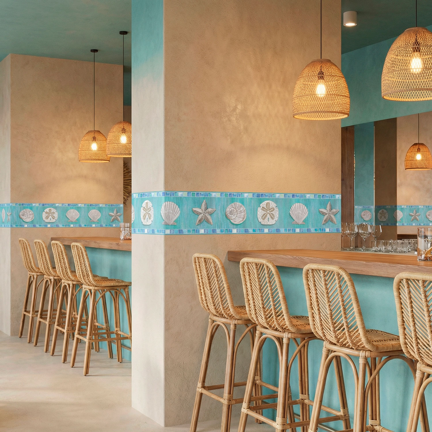 Wall Stickers: Wall border seashells