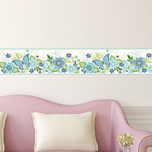 Wall Stickers: Wall Border Flowers and Butterflies