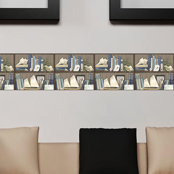 Wall Stickers: Wall Border dark bookshelf