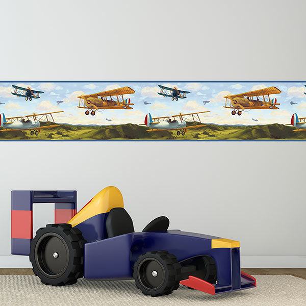Stickers for Kids: Wall Border French airplanes