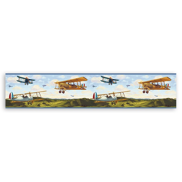 Stickers for Kids: Wall Border French airplanes