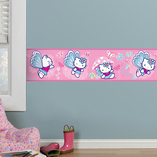 Stickers for Kids: Wall Border Hello Kitty butterfly