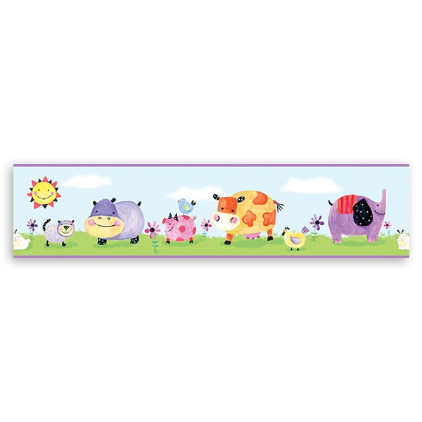 Wall border Stickers for baby room Colorful Animals 