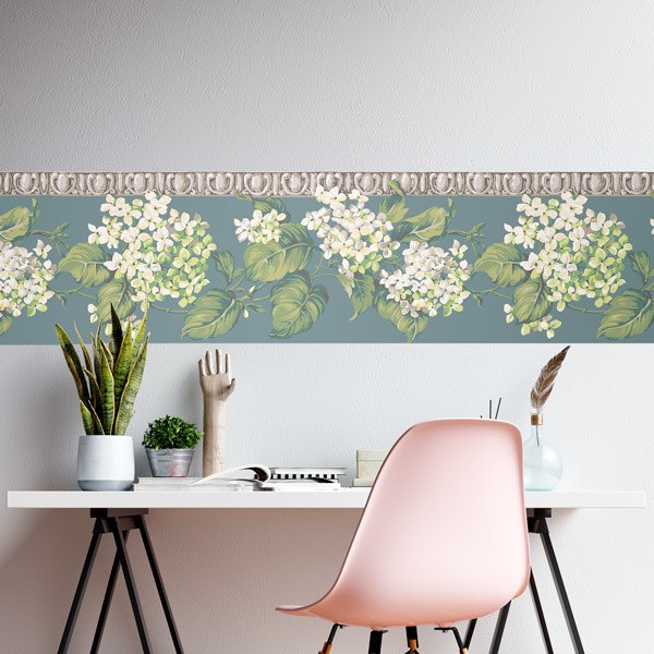 Wall Stickers: Flowers on a Blue Background