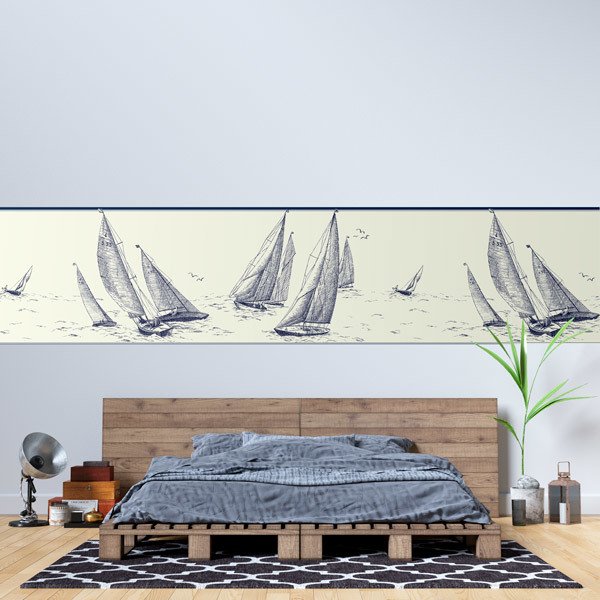 Wall Stickers: Drawn Sailboats