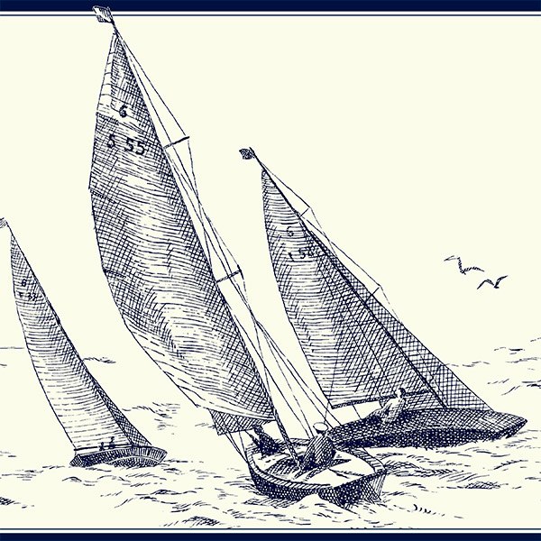 Wall Stickers: Drawn Sailboats