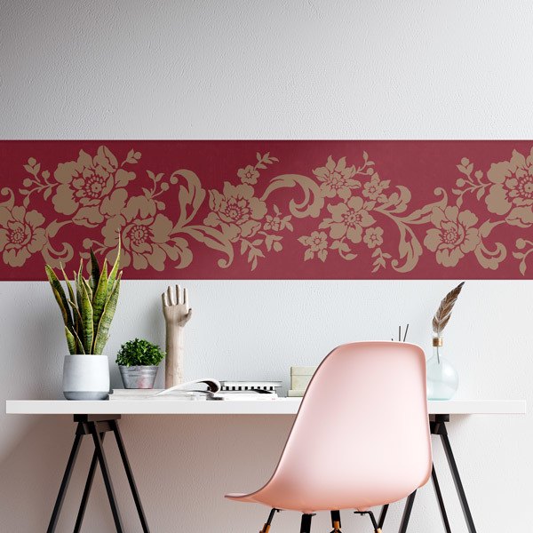 Wall Stickers: Flowers on Red Background