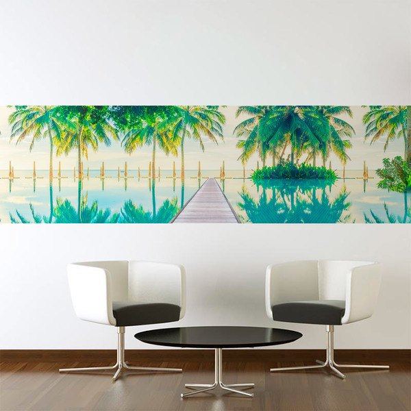 Wall Stickers: Swimming pool with palm trees