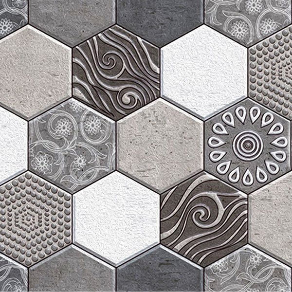 Wall Stickers: Hexagonal gray tones