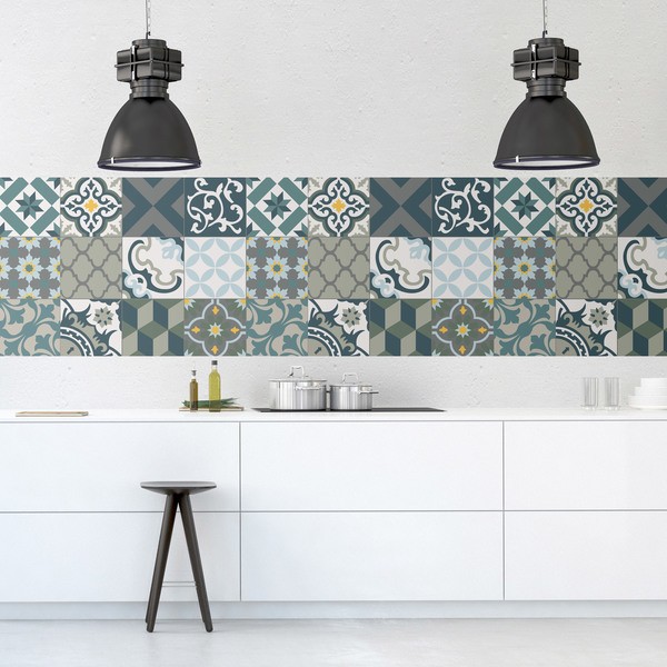 Wall Stickers: Tiles in dark green tones