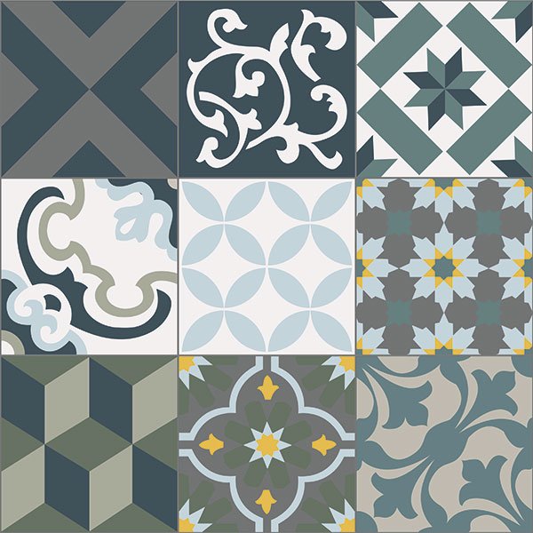 Wall Stickers: Tiles in dark green tones