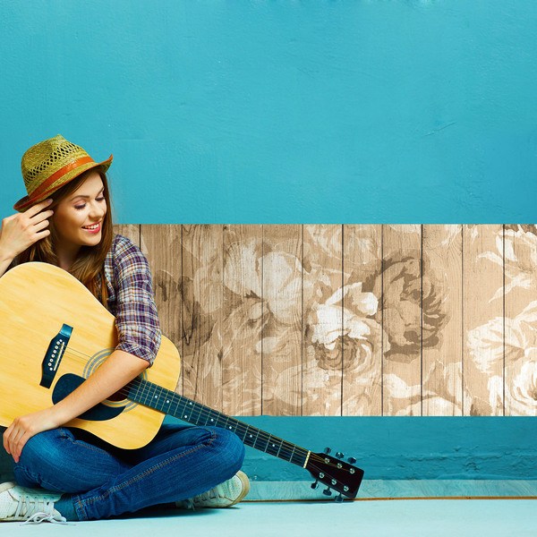 Wall Stickers: Flowers on wood