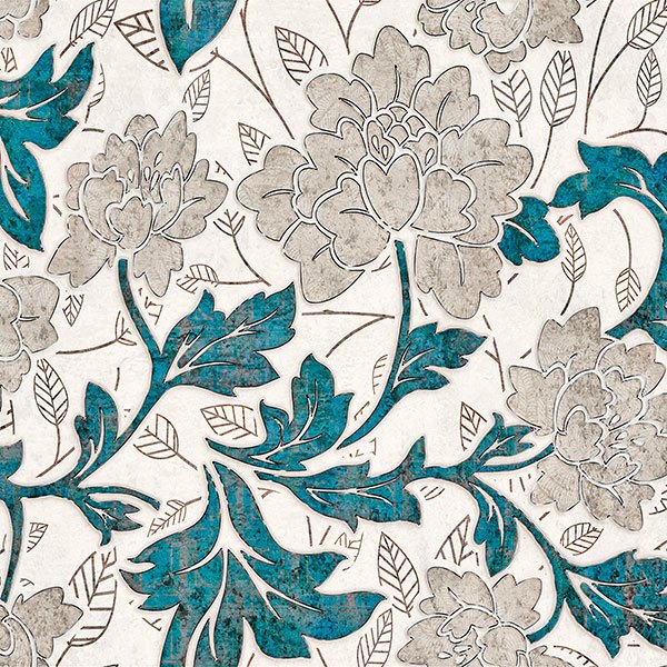 Wall Stickers: Grey foliage with turquoise stems