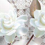Wall Stickers: Des roses blanches sur des carreaux 3
