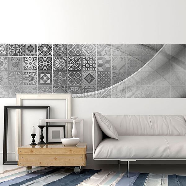 Wall Stickers: Black and white tiles and curves