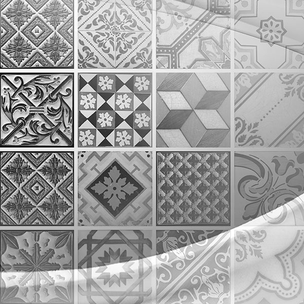 Wall Stickers: Black and white tiles and curves