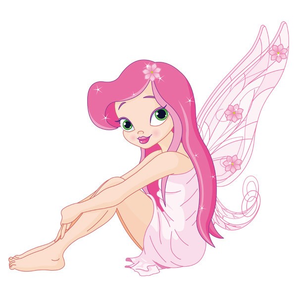 Stickers for Kids: Pink Fairy Sitting