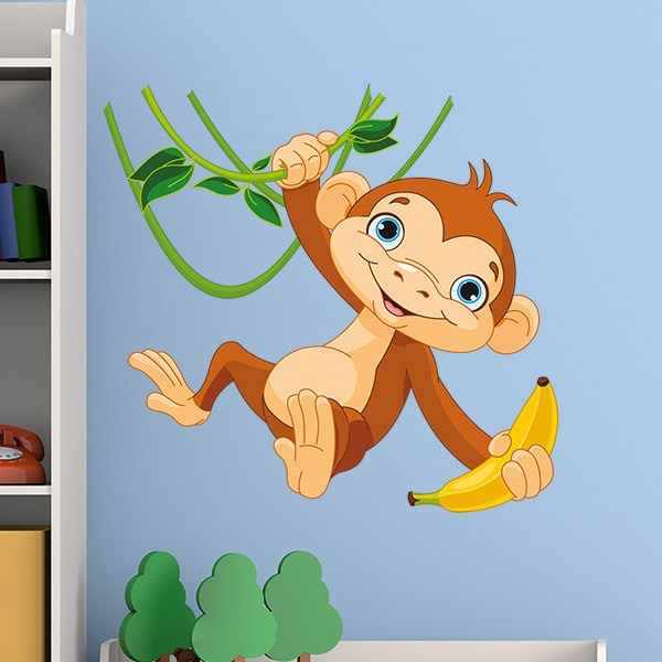 Stickers for Kids: Monkey hung with a banana