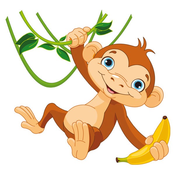 Stickers for Kids: Monkey hung with a banana