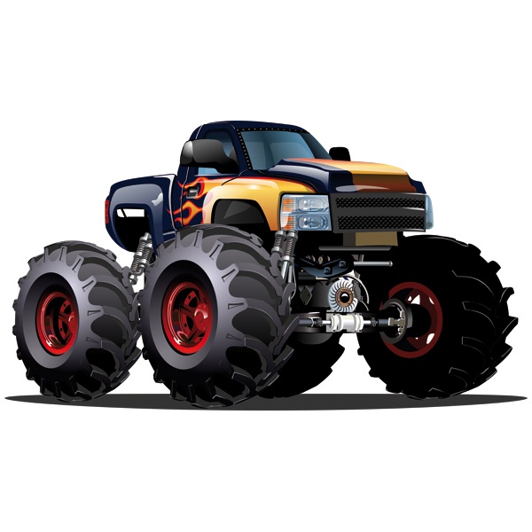 Stickers for Kids: Monster Truck dark blue and orange