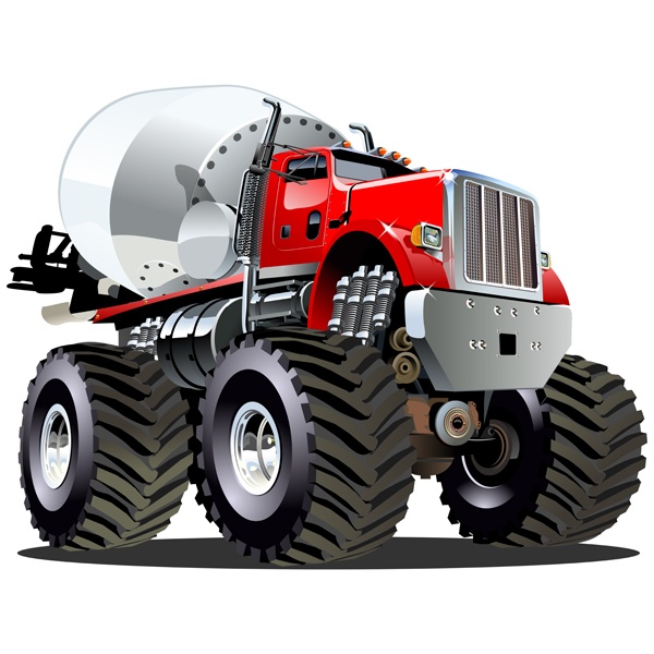 Stickers for Kids: Monster Truck Concrete mixer