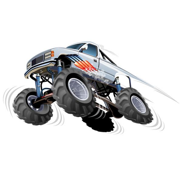 Stickers for Kids: Monster Truck white with jump