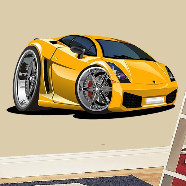 Stickers for Kids: Yellow sports car 1
