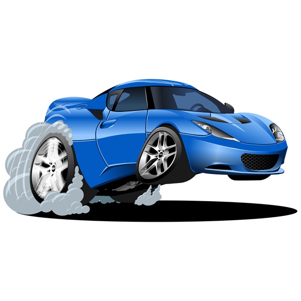 Stickers for Kids: Blue car accelerating