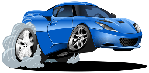 Stickers for Kids: Blue car accelerating 0
