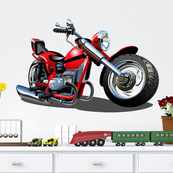 Stickers for Kids: Red and Black Moto Chopper