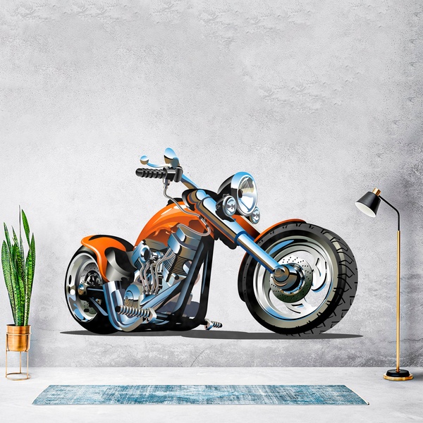 Stickers for Kids: Orange Chopper Motorcycle