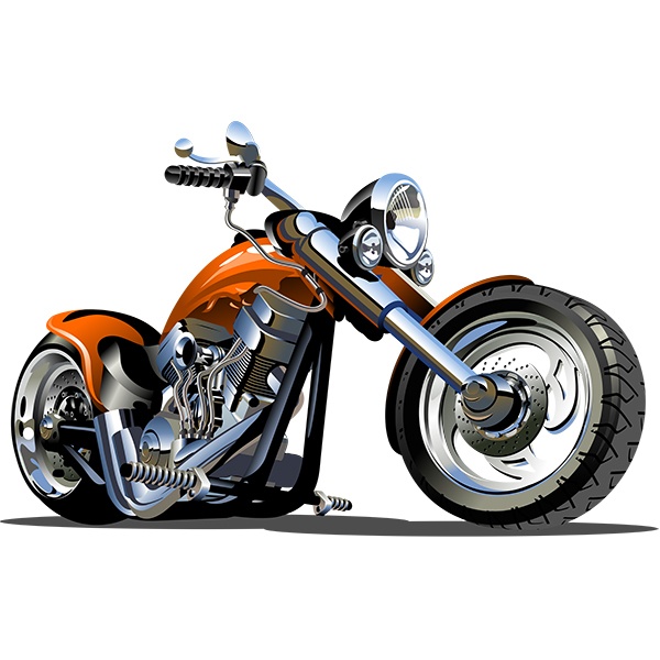 Stickers for Kids: Orange Chopper Motorcycle